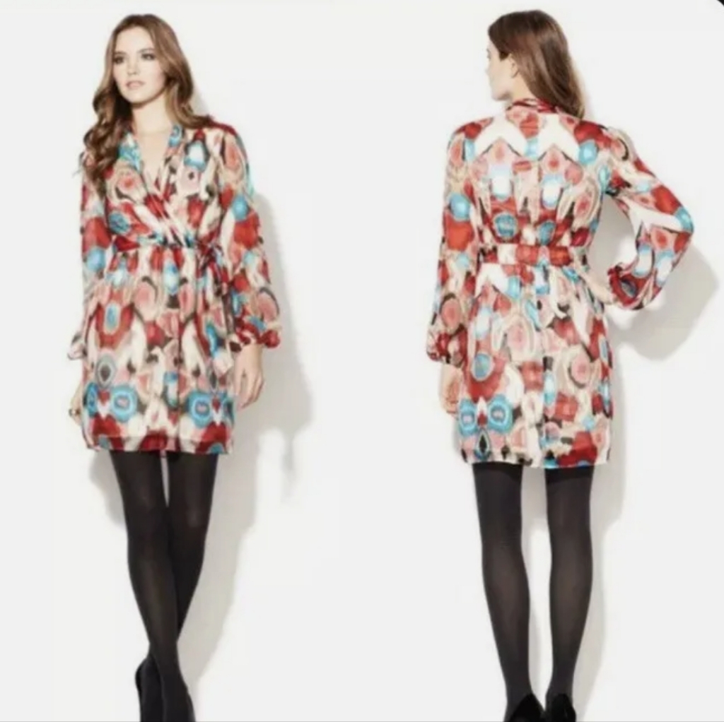 Laundry By Shelli Segal Ikat Print Silk Dress Sz14